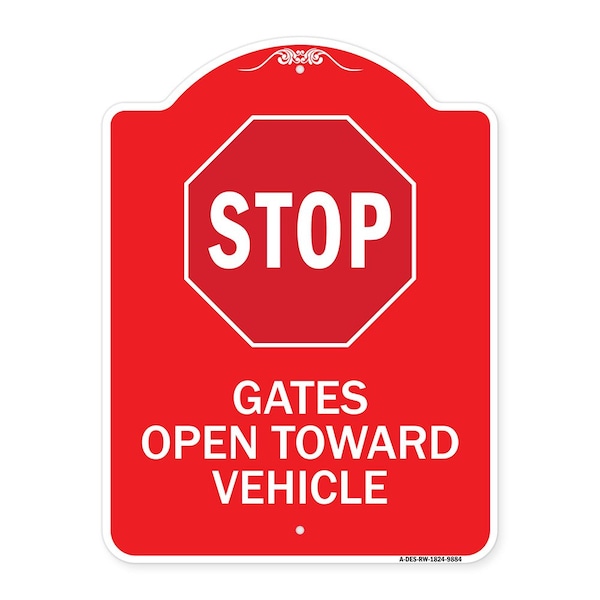 Signmission Stop Gates Open Toward Vehicle Heavy-Gauge Aluminum Architectural Sign, 24" x 18", RW-1824-9884 A-DES-RW-1824-9884 - main